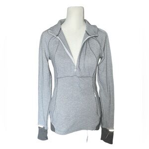 LULULEMON Runderful 1/2 Zip Jacket Sz 6 Check Pique White Heathered